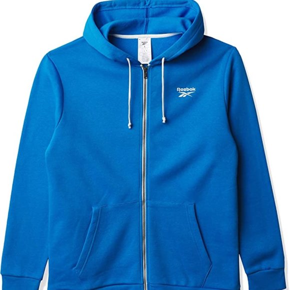 🆕Reebok Men's Training Essentials Fleece Full Zip Hoodie, Small-Horizon Blue - Picture 1 of 3